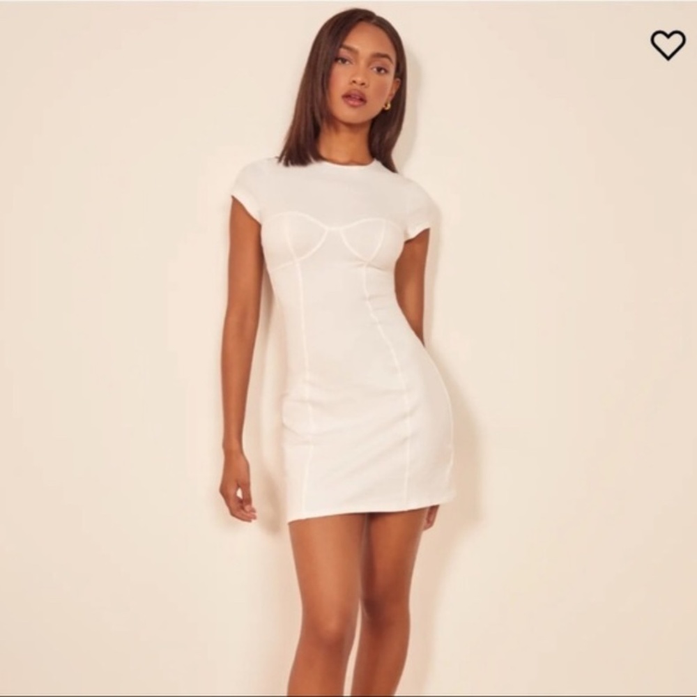 Reformation White Bustier Seam Dress Size XS
